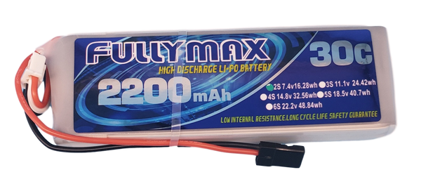 FULLYMAX  2200MAH LIPO Battery 2s- Reciever Pack 30c